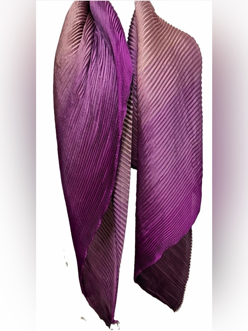 Armani Collezioni Purple Ombre Pleated Scarf